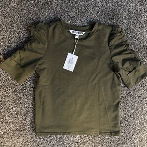 Walter Baker Women’s Puff Sleeve Top Shirt XS Army Green New With Tag